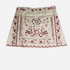 Lulus Don't Stop the Party Beige Embroidered Mini Skirt XL